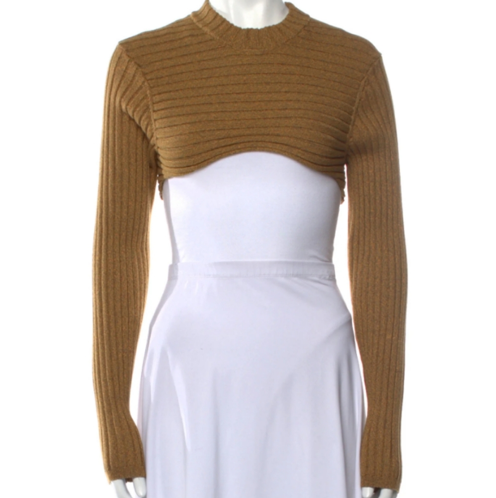 Ronny Kobo Crew Neck Long Sleeve Crop Top,M